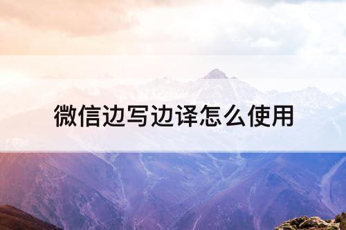 微信边写边译怎么使用
