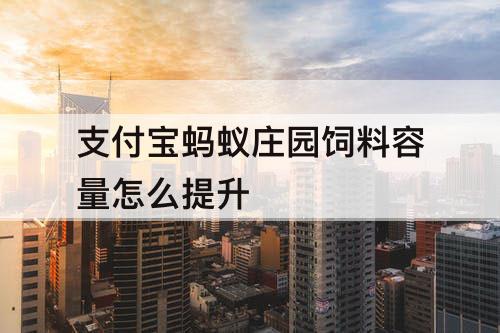 支付宝蚂蚁庄园饲料容量怎么提升