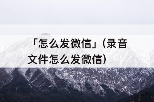 「怎么发微信」(录音文件怎么发微信)