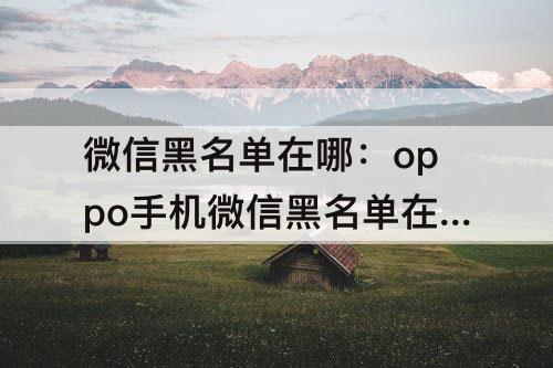微信黑名单在哪：oppo手机微信黑名单在哪个里面找