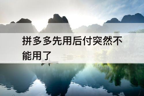 拼多多先用后付突然不能用了