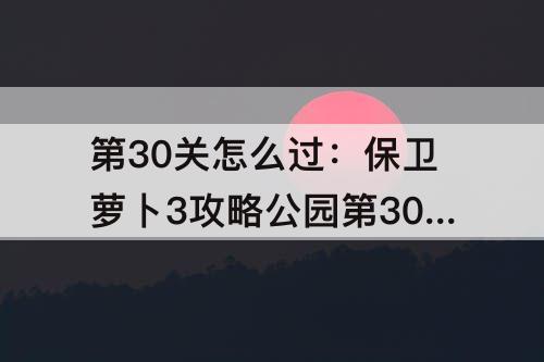 第30关怎么过：保卫萝卜3攻略公园第30关怎么过