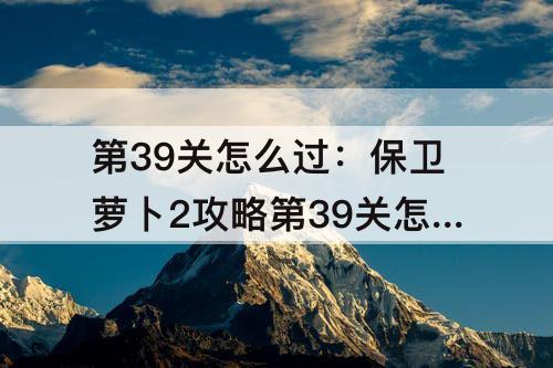 第39关怎么过：保卫萝卜2攻略第39关怎么过