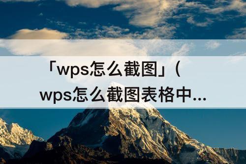 「wps怎么截图」(wps怎么截图表格中的内容发送到微信)