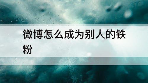 微博怎么成为别人的铁粉