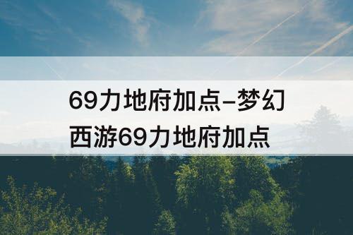 69力地府加点-梦幻西游69力地府加点