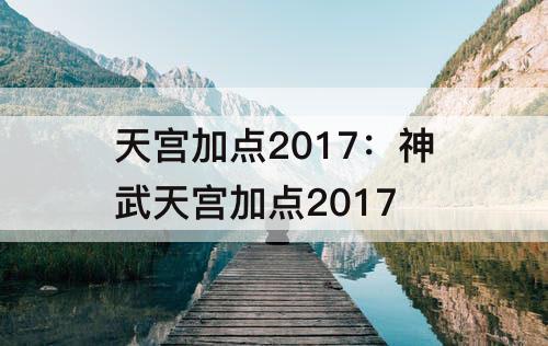 天宫加点2017：神武天宫加点2017