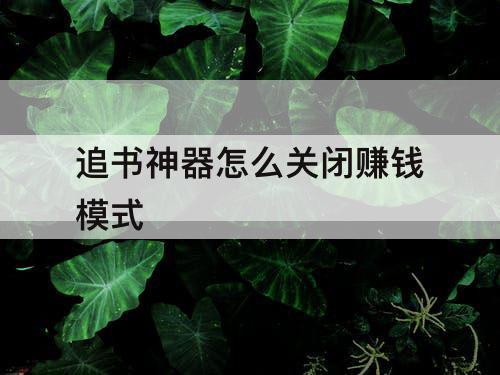 追书神器怎么关闭赚钱模式