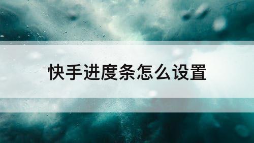 快手进度条怎么设置