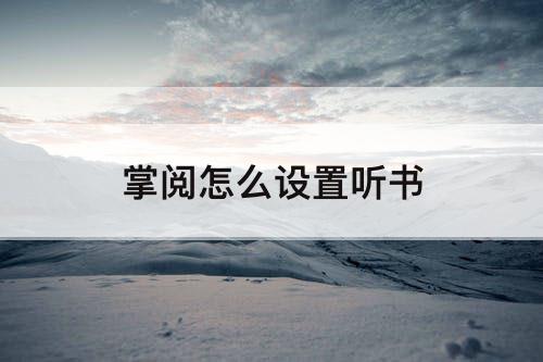 掌阅怎么设置听书