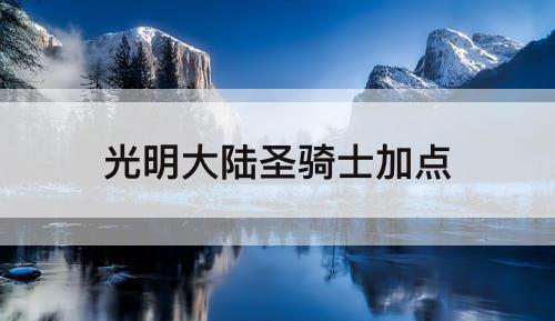 光明大陆圣骑士加点