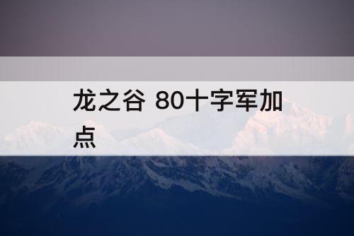 龙之谷 80十字军加点