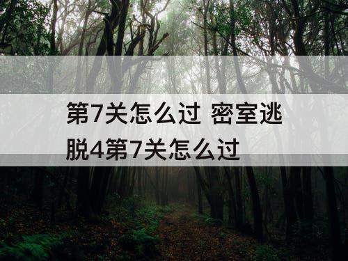 第7关怎么过 密室逃脱4第7关怎么过
