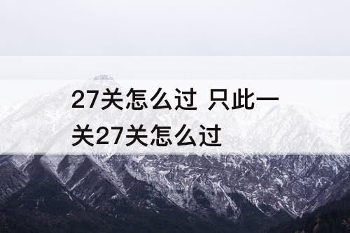 27关怎么过 只此一关27关怎么过