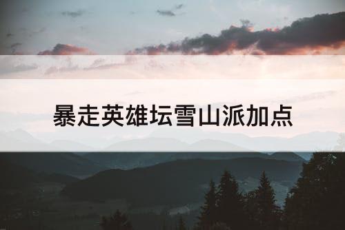 暴走英雄坛雪山派加点