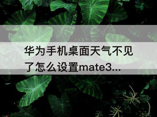 华为手机桌面天气不见了怎么设置mate30